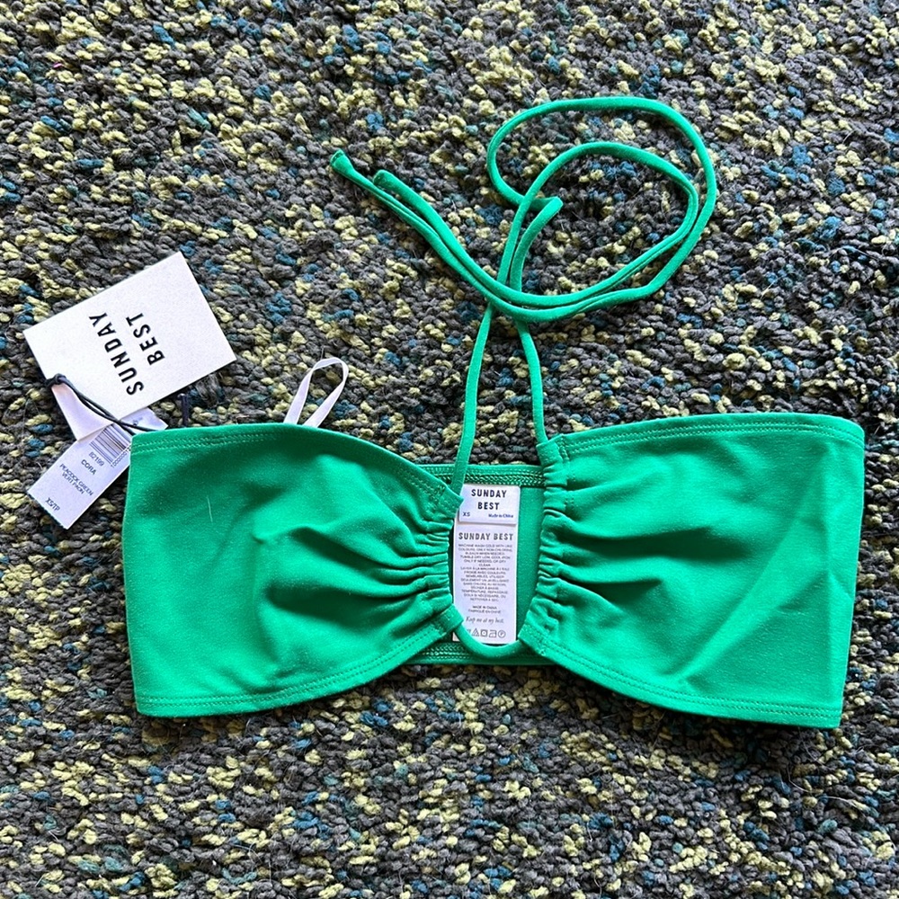 NWT Sunday Best Kelly Green Halter Bandeau Top